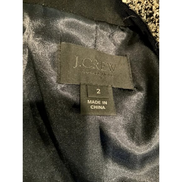 J. Crew Collection Shimmering Silver Metallic, Black & White Tweed Blazer, Sz 2 - Picture 9 of 9